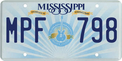 MS license plate MPF798