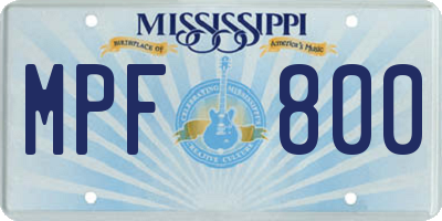 MS license plate MPF800