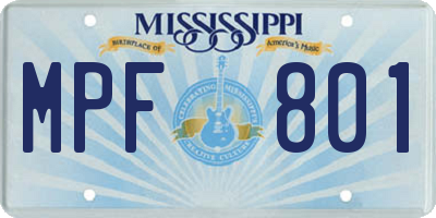 MS license plate MPF801