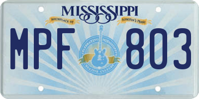 MS license plate MPF803