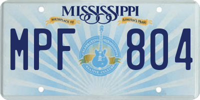 MS license plate MPF804
