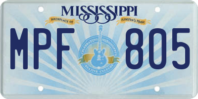 MS license plate MPF805