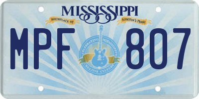 MS license plate MPF807