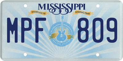 MS license plate MPF809