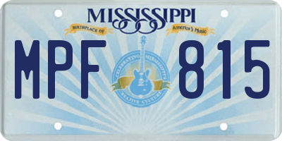 MS license plate MPF815