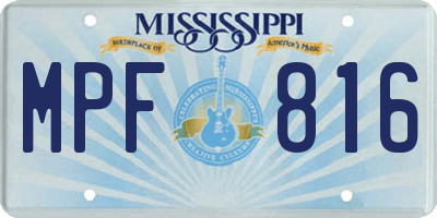 MS license plate MPF816
