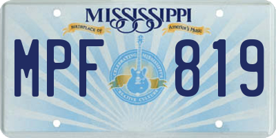 MS license plate MPF819