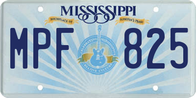 MS license plate MPF825