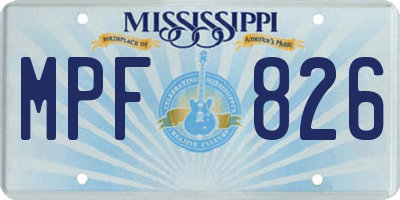 MS license plate MPF826
