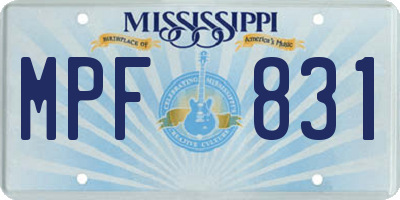 MS license plate MPF831