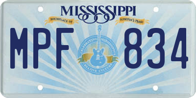 MS license plate MPF834