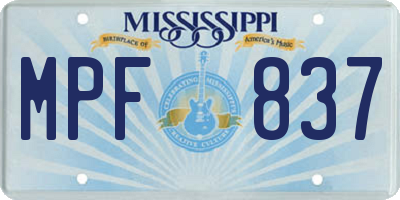 MS license plate MPF837