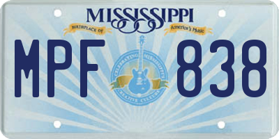 MS license plate MPF838