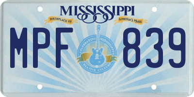 MS license plate MPF839