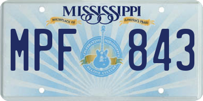 MS license plate MPF843