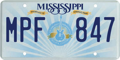 MS license plate MPF847