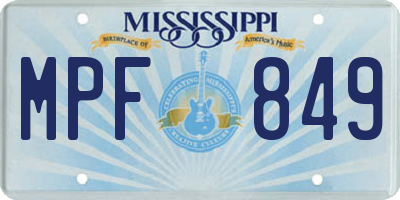 MS license plate MPF849