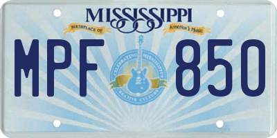 MS license plate MPF850