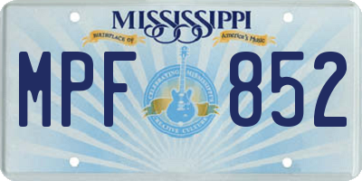 MS license plate MPF852