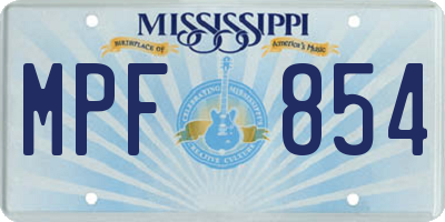 MS license plate MPF854