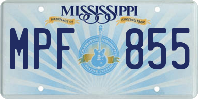MS license plate MPF855