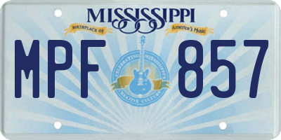 MS license plate MPF857