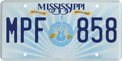 MS license plate MPF858