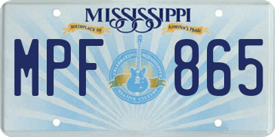 MS license plate MPF865