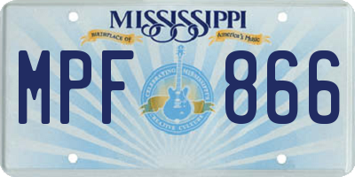MS license plate MPF866