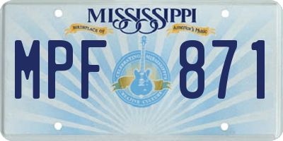 MS license plate MPF871