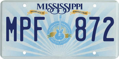 MS license plate MPF872
