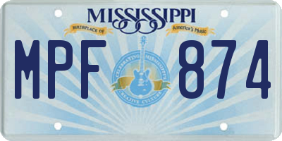 MS license plate MPF874