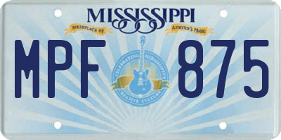 MS license plate MPF875