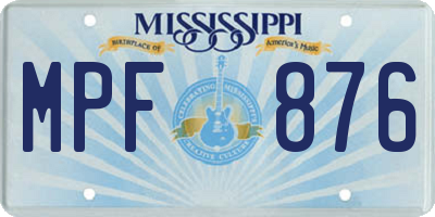 MS license plate MPF876