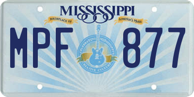 MS license plate MPF877