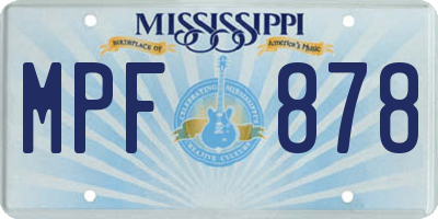 MS license plate MPF878