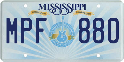 MS license plate MPF880