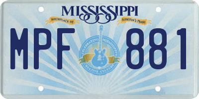 MS license plate MPF881
