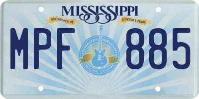 MS license plate MPF885