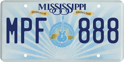 MS license plate MPF888