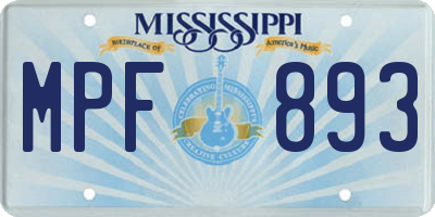 MS license plate MPF893