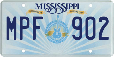 MS license plate MPF902