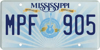 MS license plate MPF905