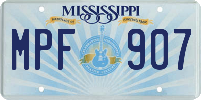 MS license plate MPF907