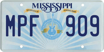 MS license plate MPF909