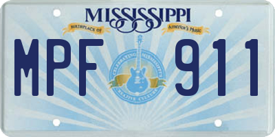 MS license plate MPF911
