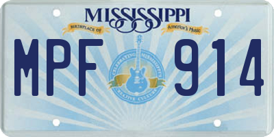 MS license plate MPF914