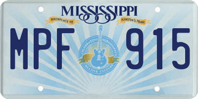 MS license plate MPF915