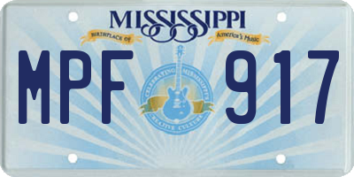 MS license plate MPF917