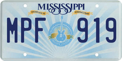MS license plate MPF919